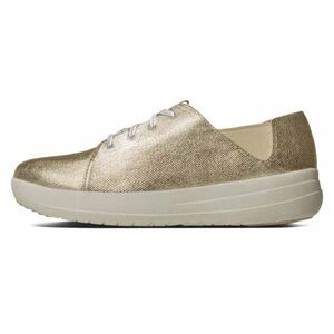 FitFlop F Sporty Lace Up Low Top Sneakers Metallic Gold Size 7.5